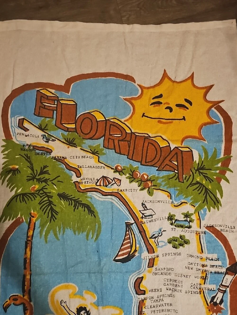 Florida Beach Towel 100% Cotton 80s Vintage By Triangle State